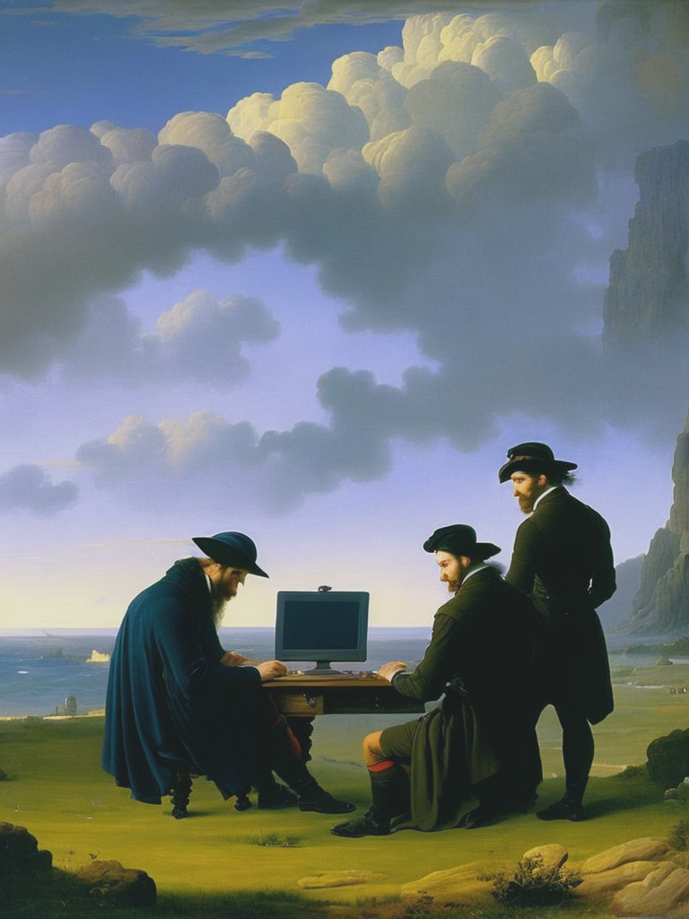 02187-4048744905-painting Caspar David Friedrich style, 2 men gazing at computer screen.png